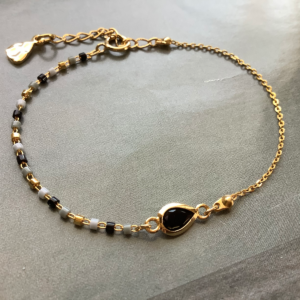 Thin 18K Black Drop Multicolor Bracelet