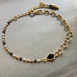 Thin 18K Black Drop Star Multicolor Bracelet