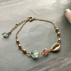 24K Cowry Gemstone Purple Green Bracelet