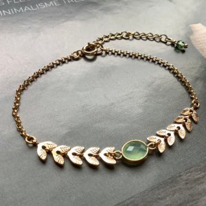 Mint Thin 24K Drop Double Leaves Bracelet