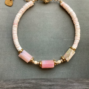 Natural SeaShell Rose Opal Gemstone Bracelet