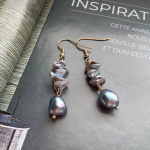 Black Perle Drop Earrings