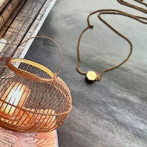 Thin 18K Hexagon Necklace