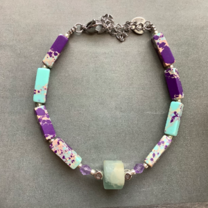 Natural SeaSed GemFluorite Bracelet - Blue