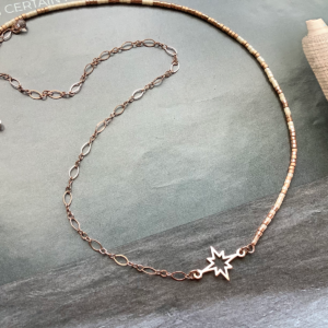 Miyuki Beige Rose Star Necklace