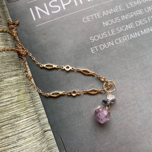 Amethyst Fluorite NatGem S.Steel Necklace