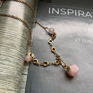 Strawberry Quartz NatGem S.Steel Necklace