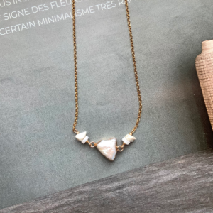 White Seashell NatGem S.Steel Necklace