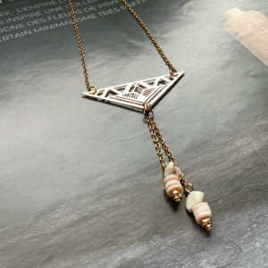 Maya Triangle Seashell NatGem S.Steel Necklace